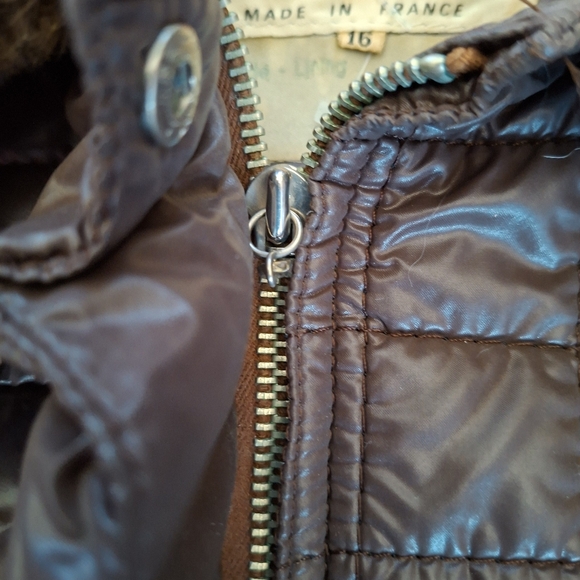 Vintage Fusalp Made in France Brown Ski Jacket Faux Fur Collar 70s 80s Size 16 - Picture 12 of 12